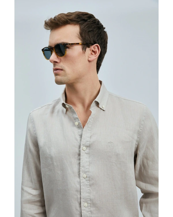 Lufian Pitaya Erkek Bej Keten Gömlek 111010630