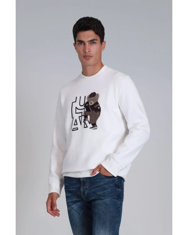 Lufian Pitcher Erkek Kırık Beyaz Sweatshirt 112030138