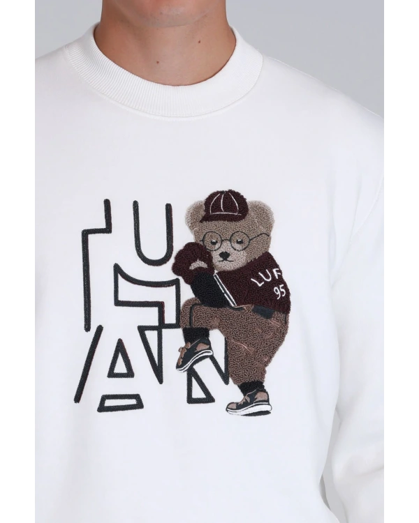 Lufian Pitcher Erkek Kırık Beyaz Sweatshirt 112030138