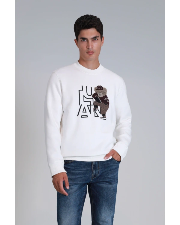 Lufian Pitcher Erkek Kırık Beyaz Sweatshirt 112030138