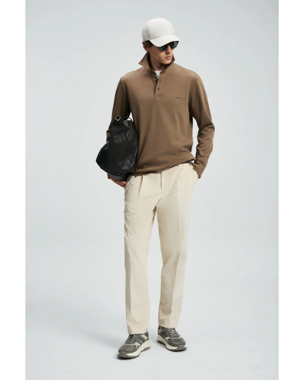 Lufian Rocky Erkek Deve Tüyü Renk Polo Yaka T-Shirt 112040044