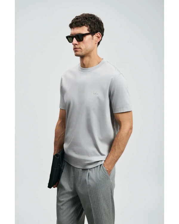 Lufian Roland Erkek Gri Basic T-Shirt 112020058