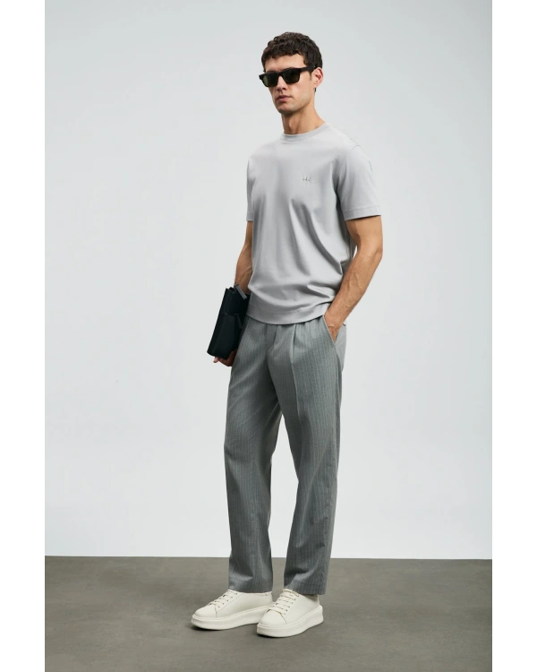 Lufian Roland Erkek Gri Basic T-Shirt 112020058