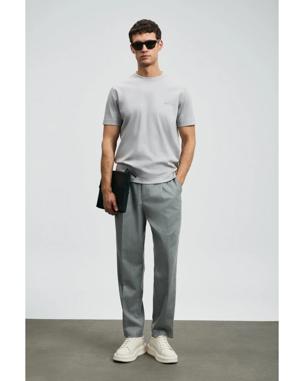 Lufian Roland Erkek Gri Basic T-Shirt 112020058