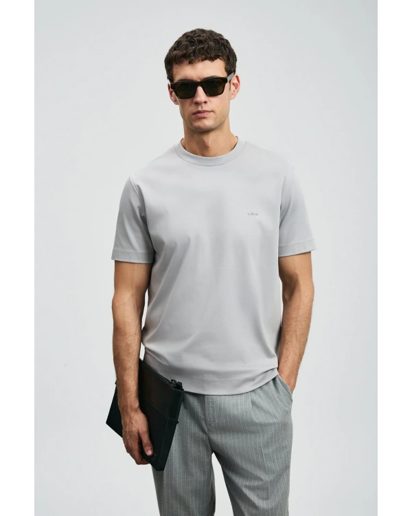 Lufian Roland Erkek Gri Basic T-Shirt 112020058