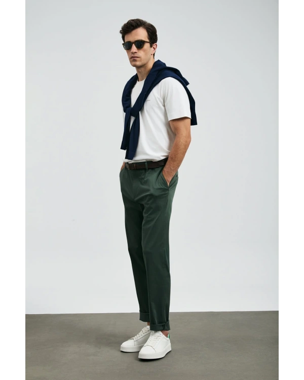 Lufian Roland Erkek Kırık Beyaz Basic T-Shirt 112020058