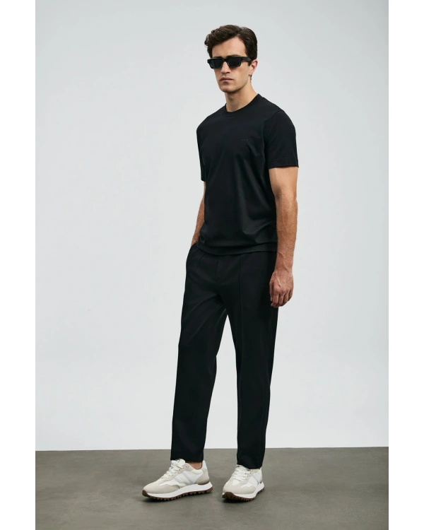 Lufian Roland Erkek Siyah Basic T-Shirt 112020058