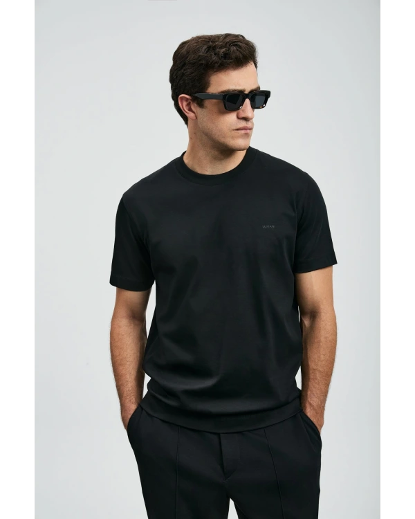 Lufian Roland Erkek Siyah Basic T-Shirt 112020058