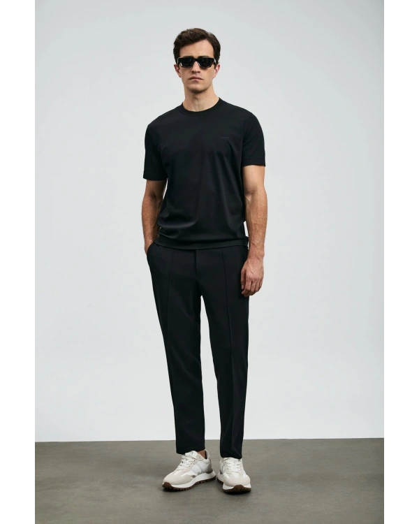 Lufian Roland Erkek Siyah Basic T-Shirt 112020058