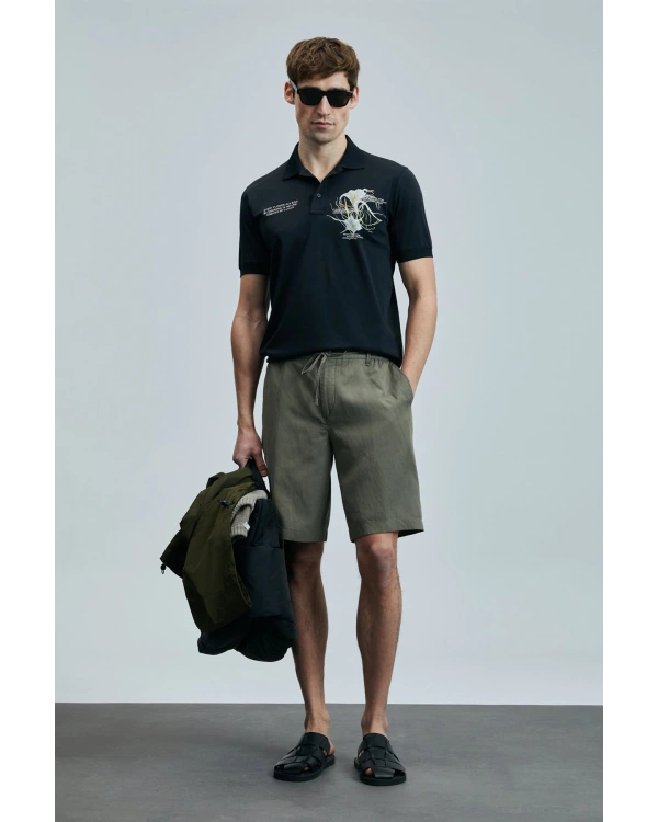 Lufian Ross Chino Erkek Yeşil Slim Şort 111210077