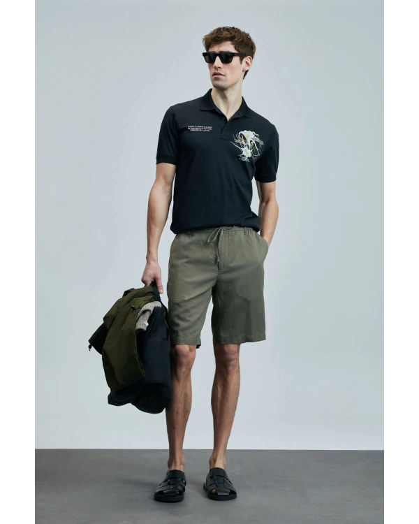 Lufian Ross Chino Erkek Yeşil Slim Şort 111210077