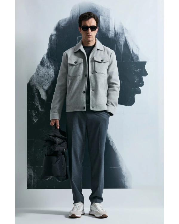 Lufian Sterno Smart Chino Erkek Gri Slim Fit Pantolon 112190330