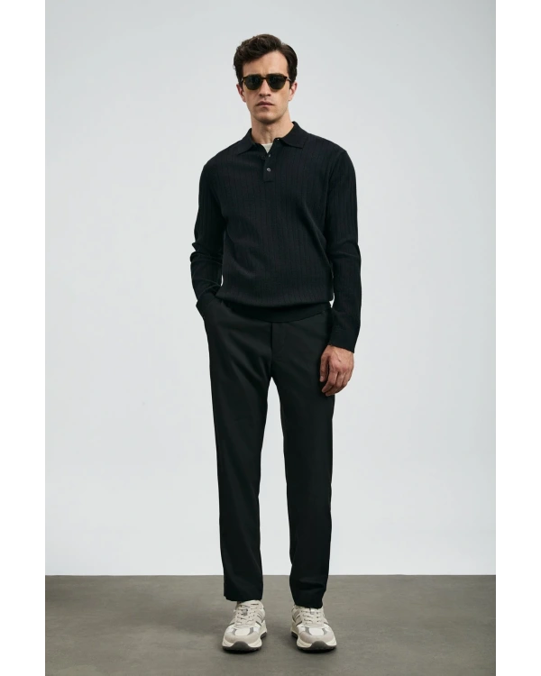 Lufian Sterno Smart Chino Erkek Siyah Slim Fit Pantolon 112190330