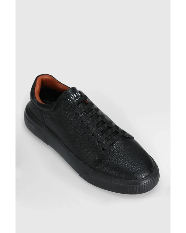 Lufian Tommy Erkek Siyah Deri Sneaker Ayakkabı 112230223