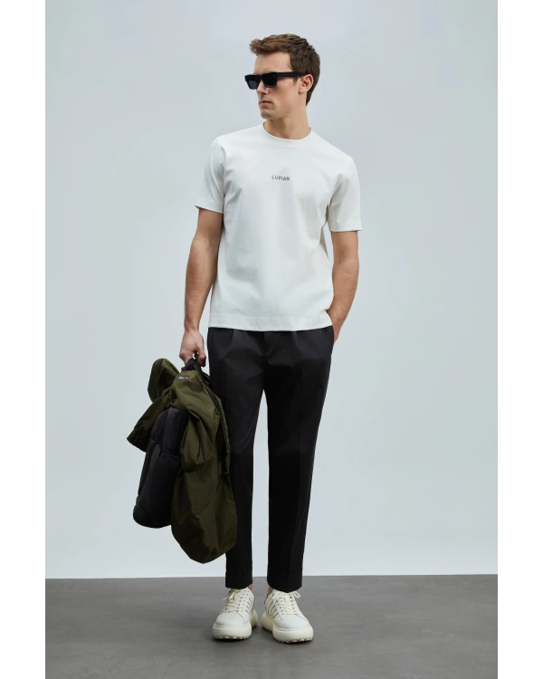 Lufian Erkek Yuvarlak Yaka Marcus Kırık Beyaz T-Shirt 111020235