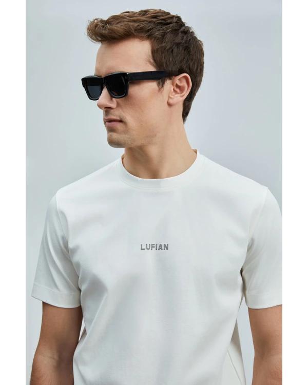 Lufian Erkek Yuvarlak Yaka Marcus Kırık Beyaz T-Shirt 111020235