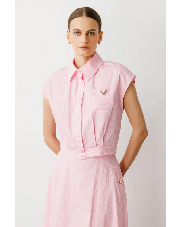 On Fashion Düğmeli Cepli Gömlek 56312