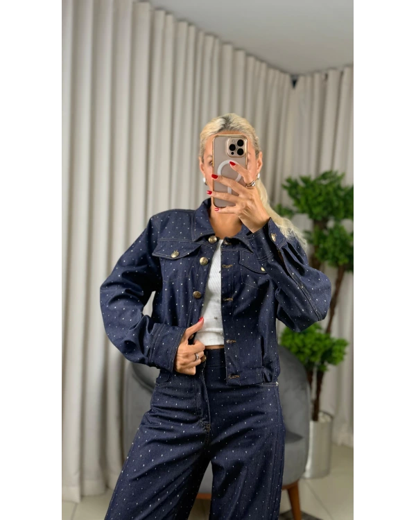 On Fashion Etek Ucu Pile Detaylı Taşlı Ceket 56514