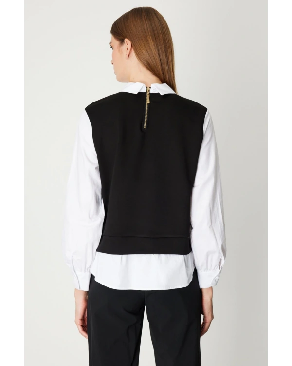 On Fashion İşlemeli Süveterli Gömlekli Bluz 66332