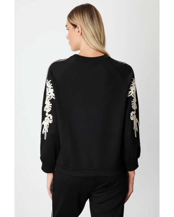 On Fashion Kolları Desenli Sıfır Yaka Sweat 66323