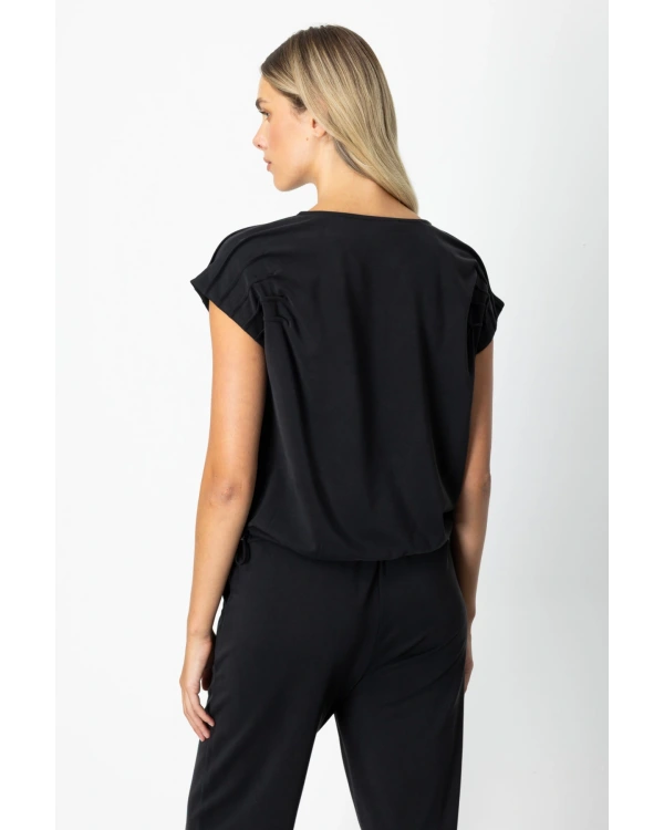 On Fashion Kolları Dikişli Kısa Kol Bluz 66355