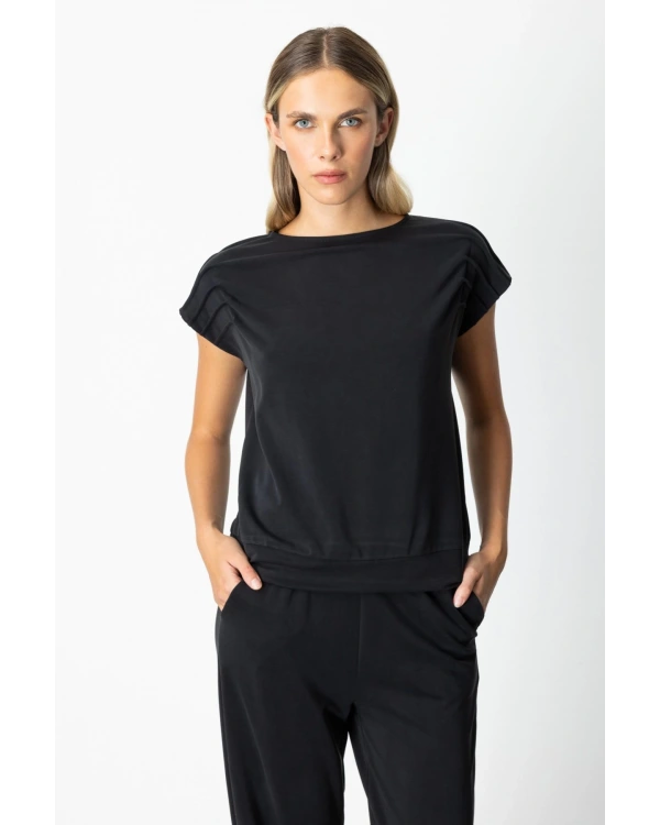 On Fashion Kolları Dikişli Kısa Kol Bluz 66355