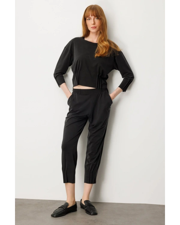 On Fashion Paçası Dikişli Lastik Bel Pantolon 64409