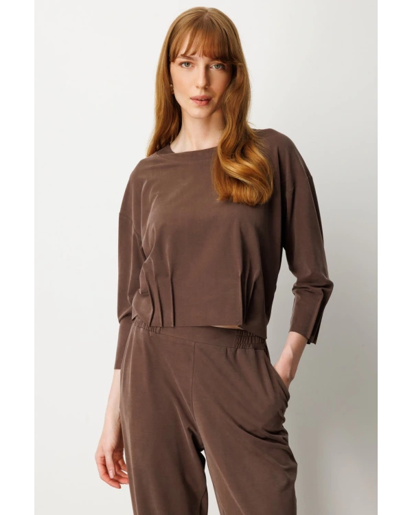 On Fashion Pileli Dikişli Bluz 64408