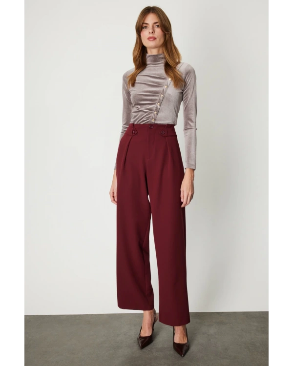 On Fashion Tek Pileli Bol Paça Pantolon 64126