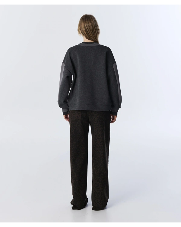 Twist Clorblock Patchli Kadın Gri Sweatshirt TW6250091056