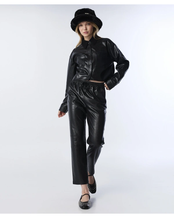 Twist Deri Görünümlü Elastik Bel Pantolon TW6250003209