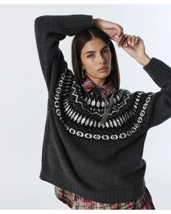 Twist İşlemeli Jakarlı Antrasit Triko TW6250050444