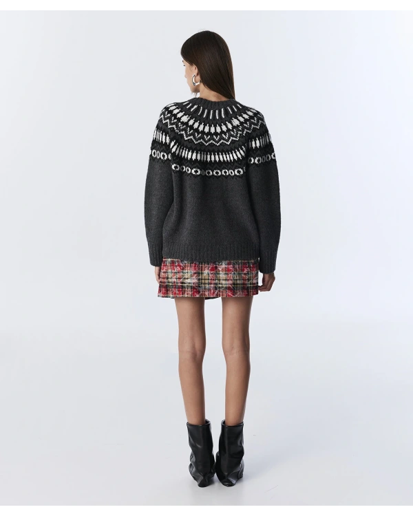 Twist İşlemeli Jakarlı Antrasit Triko TW6250050444