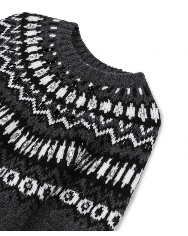 Twist İşlemeli Jakarlı Antrasit Triko TW6250050444