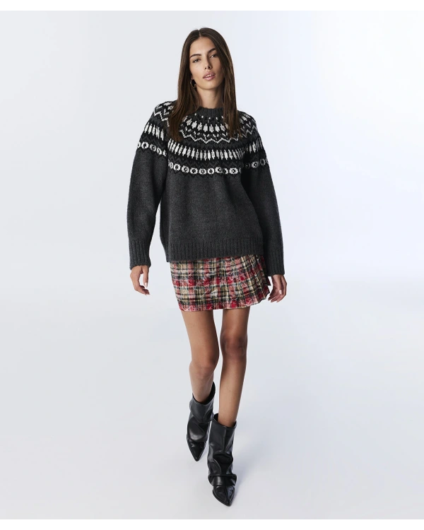 Twist İşlemeli Jakarlı Antrasit Triko TW6250050444