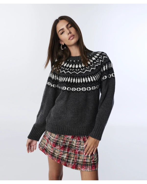 Twist İşlemeli Jakarlı Antrasit Triko TW6250050444