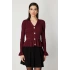 On Fashion Kadın Vatkalı Bele Oturan Bordo Hırka 69905