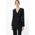 Ekol Düğmeli Bel Kuşaklı Kadın Siyah Ceket 04232