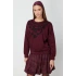 On Fashion Kadın Yakası İşlemeli Bordo Sweatshirt 66357