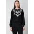 On Fashion Kadın Yakası İşlemeli Siyah Sweatshirt 66357