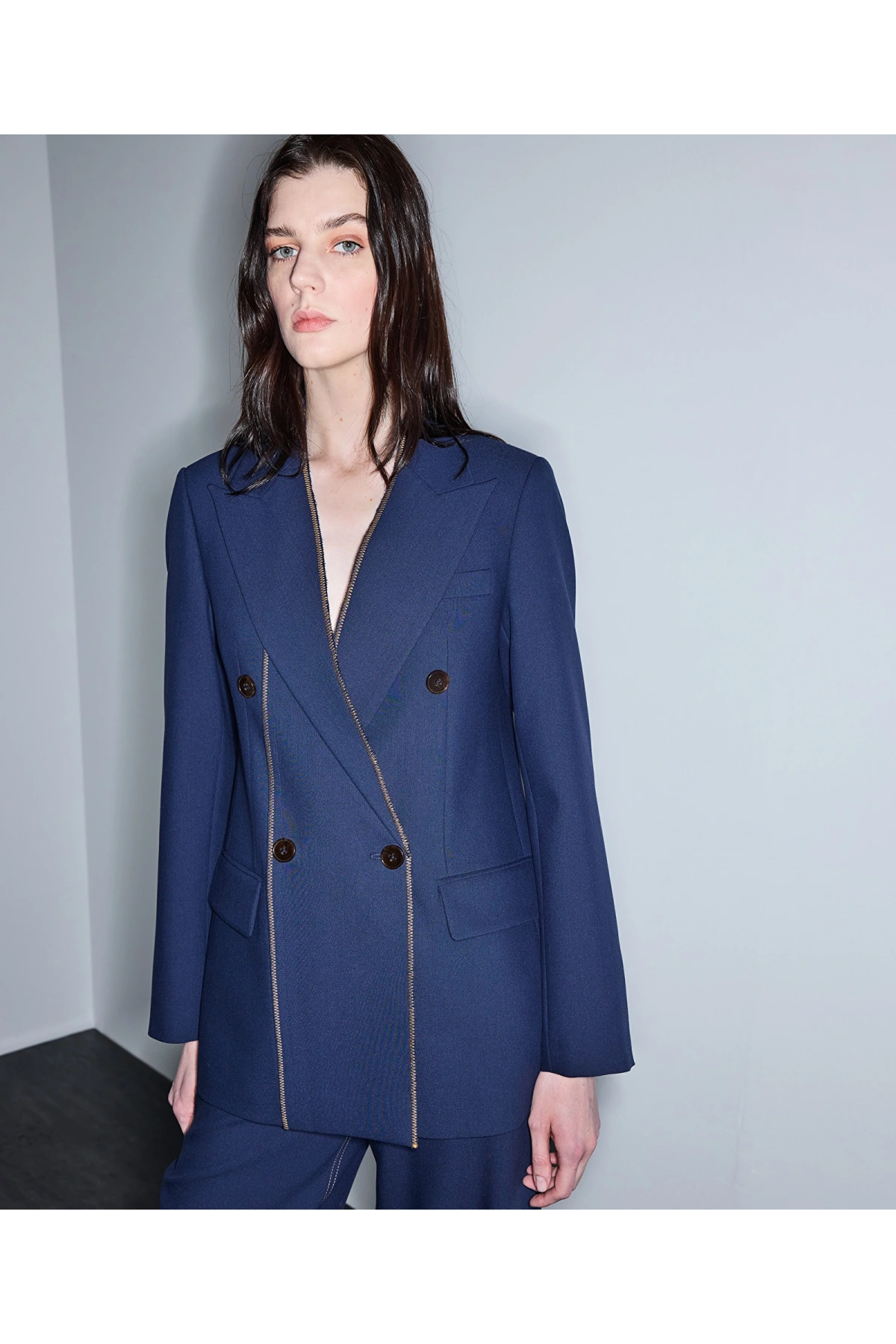 İpekyol Kontrast Dikişli Kruvaze Blazer IS1260106018