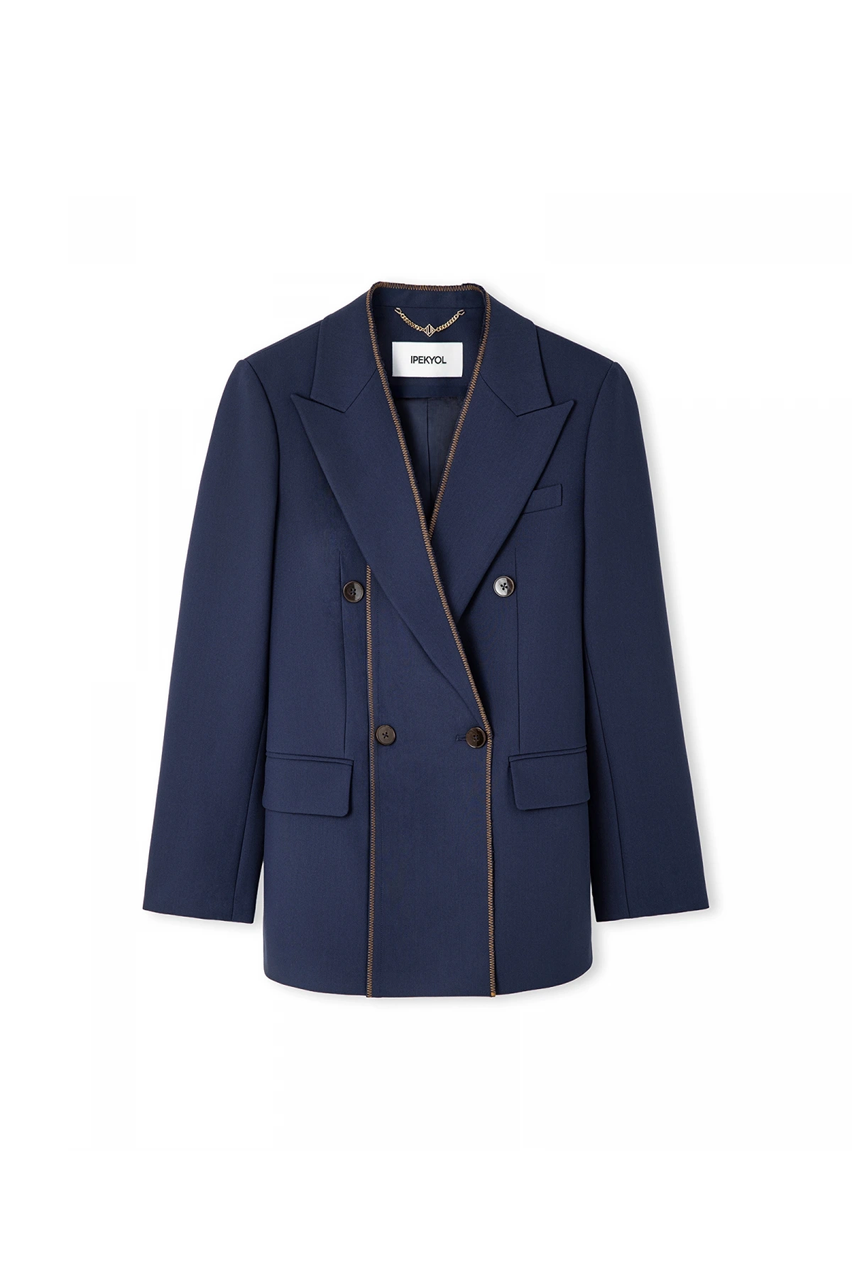 İpekyol Kontrast Dikişli Kruvaze Blazer IS1260106018