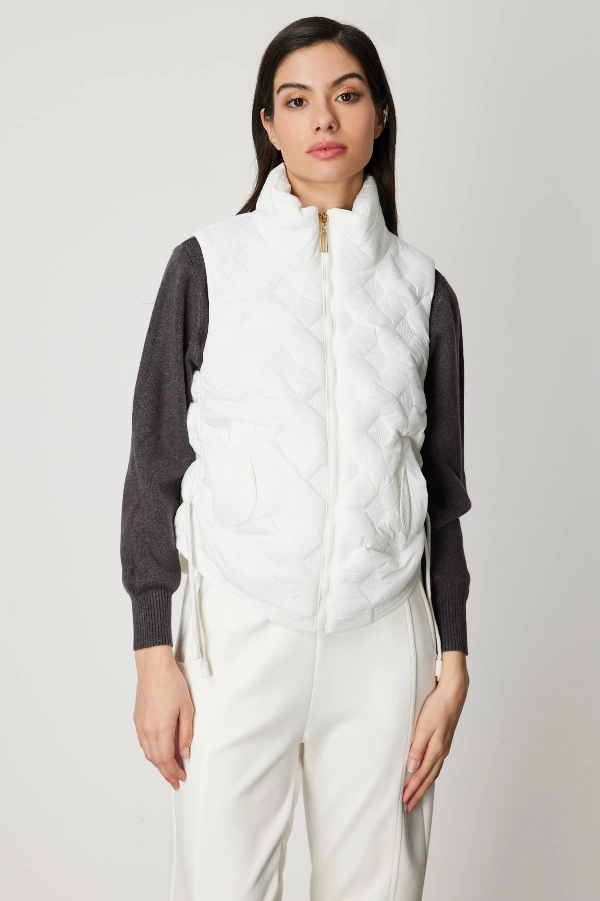 On Fashion Kadın Ekru Şişme Yelek 60997