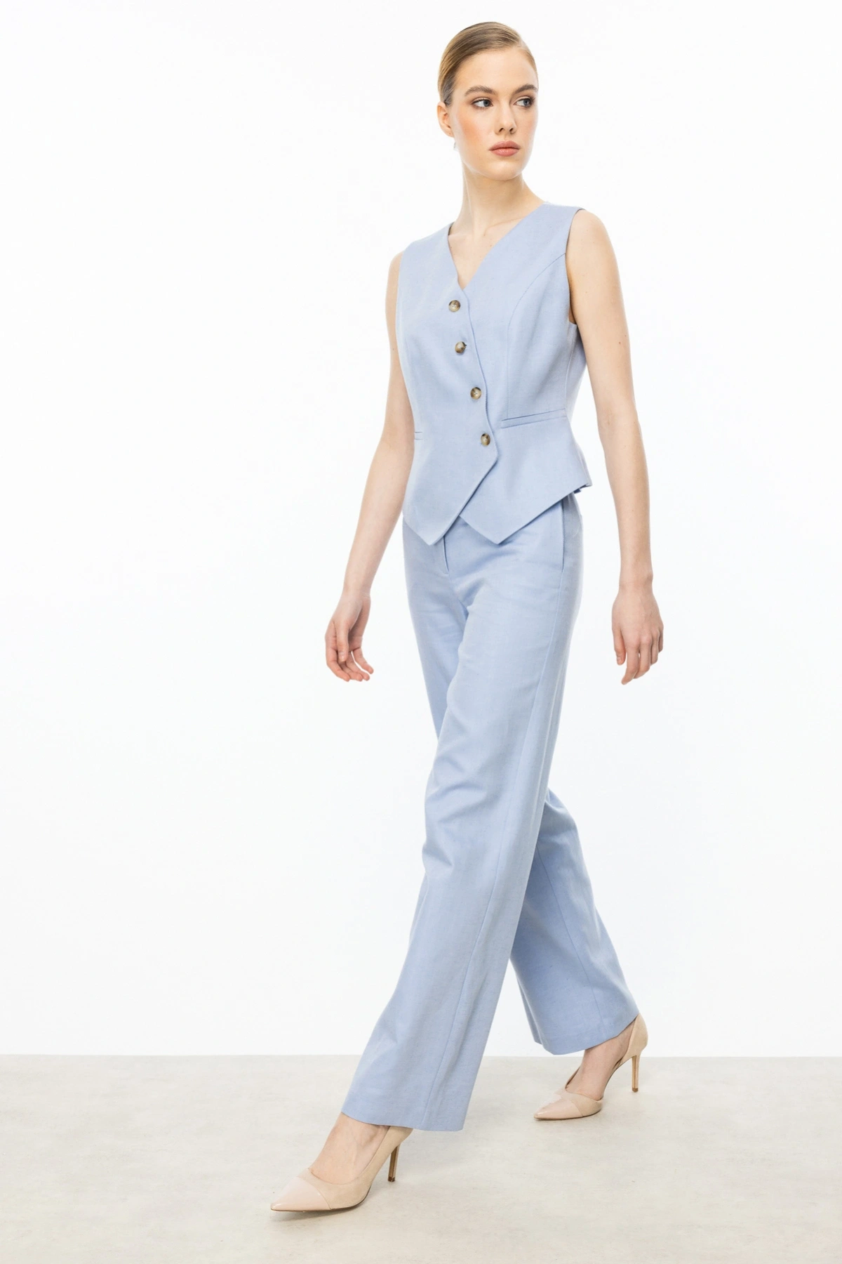 Ekol Kruvaze Yaka Kadın Mavi Yelek 04078