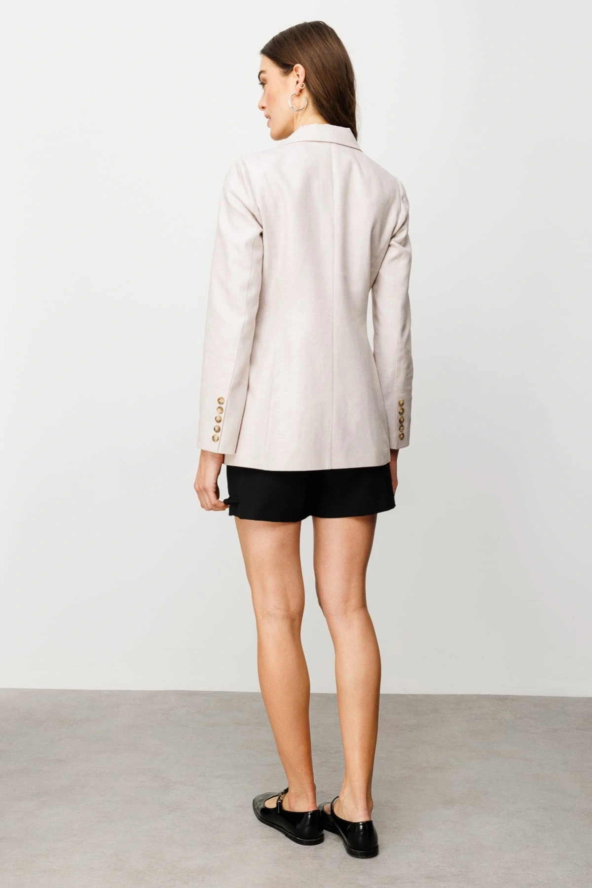 Ekol Kadın Kruvaze Yaka Torba Cepli Bej Ceket 04074