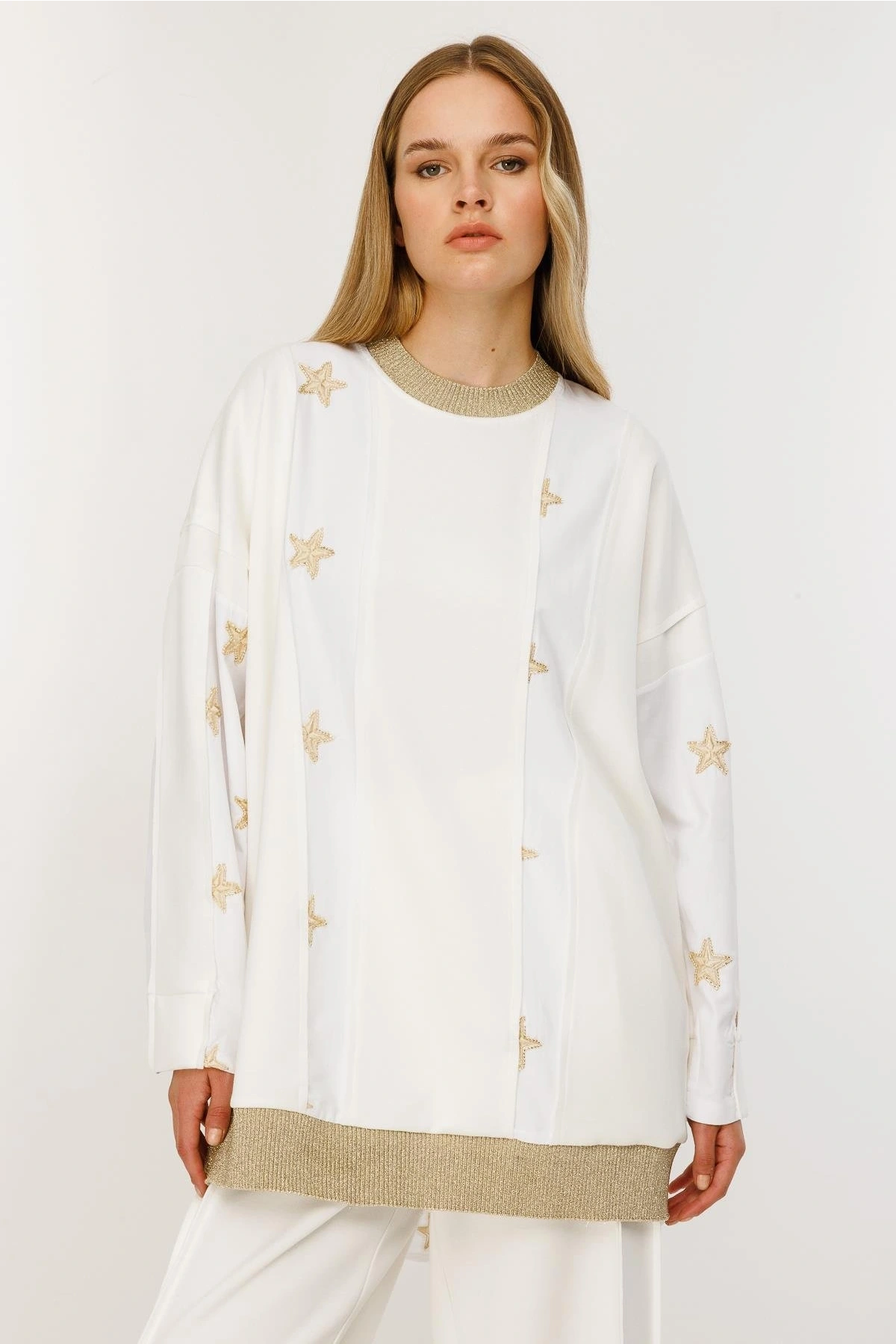 Ghisa Kadın Yıldız İşlemeli Ekru Takım 25YGSTKM4918