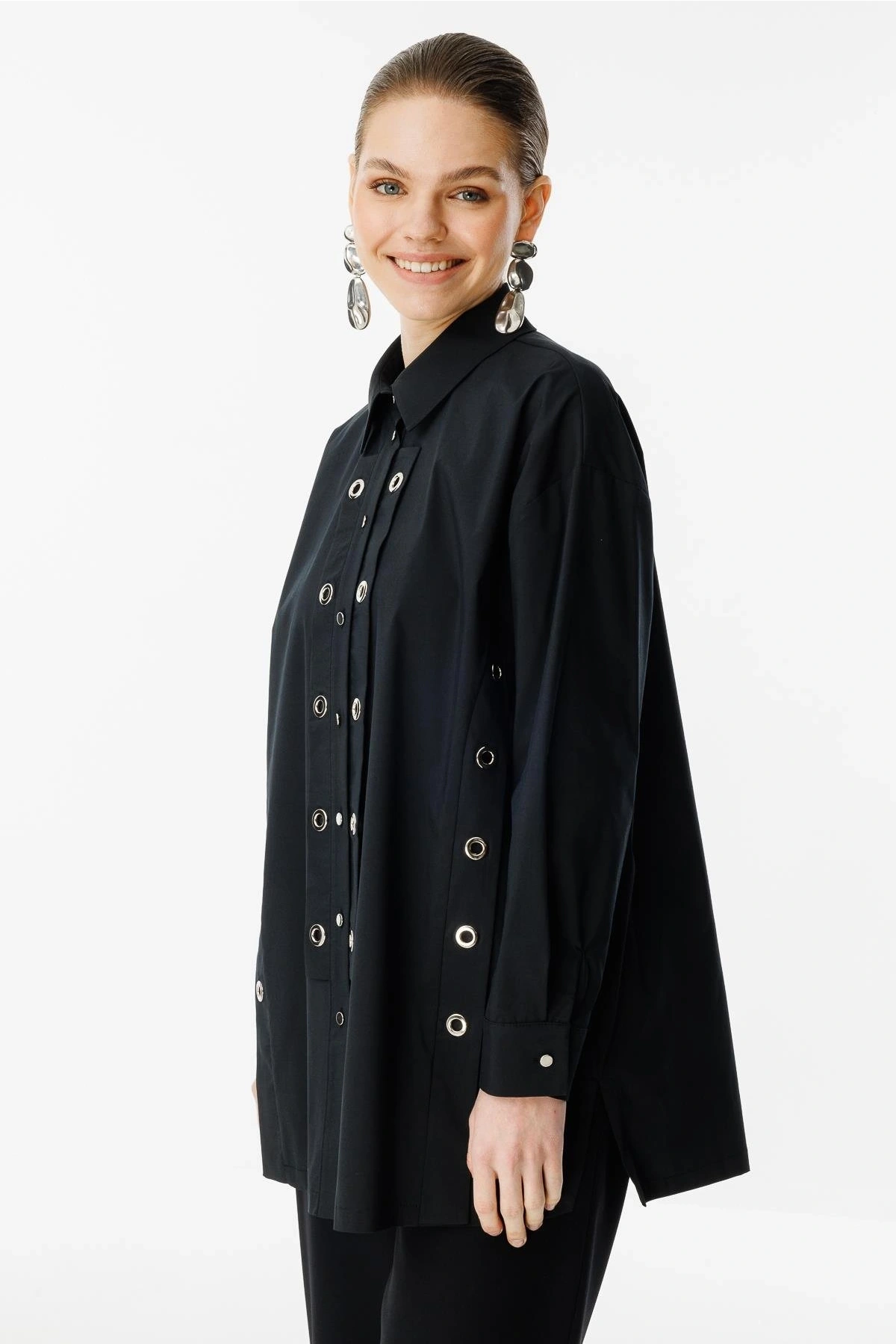 Ghisa Kadın Kuş Gözü Detaylı Siyah Takım 25YGSTKM4696