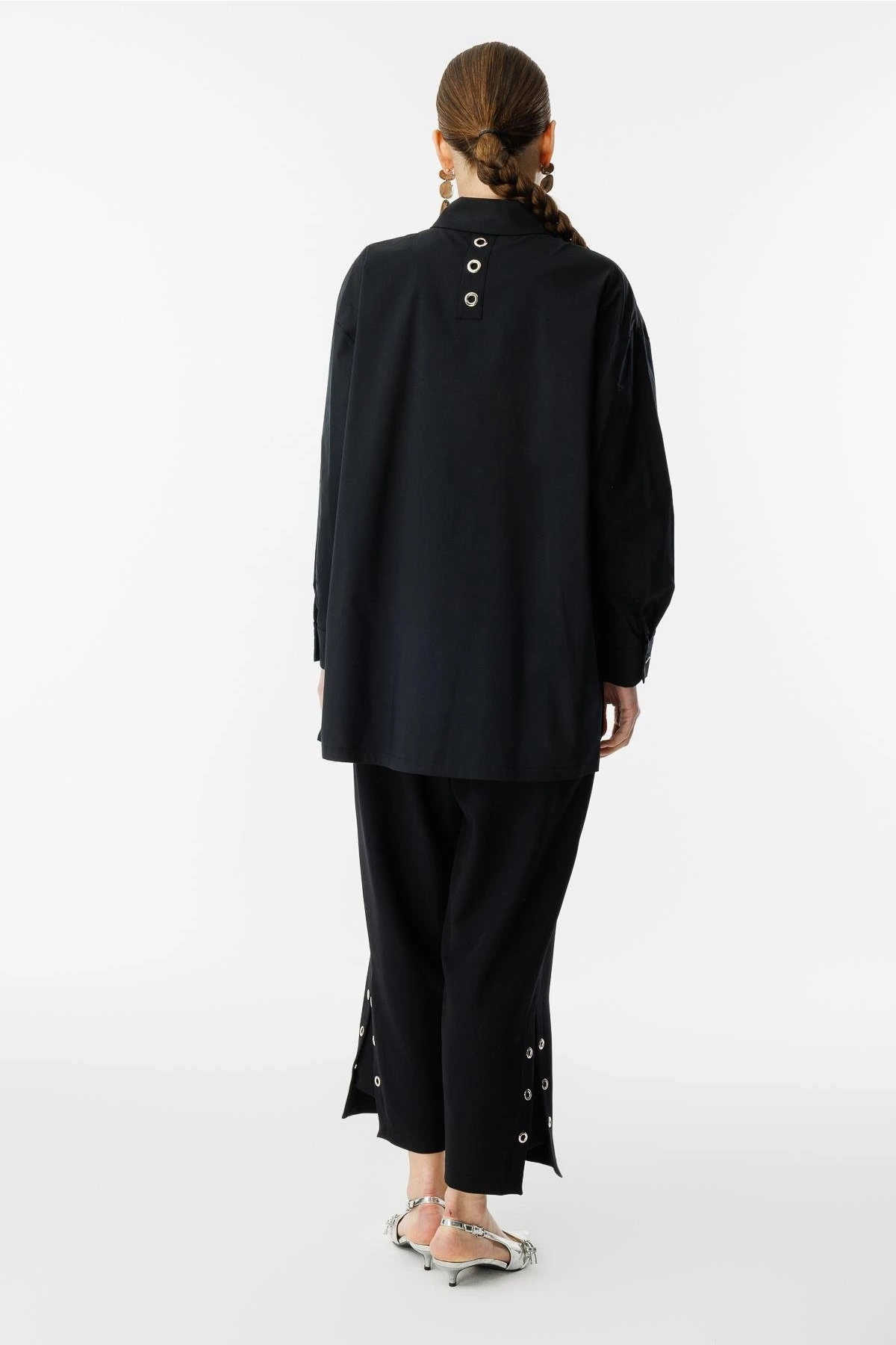 Ghisa Kadın Kuş Gözü Detaylı Siyah Takım 25YGSTKM4696