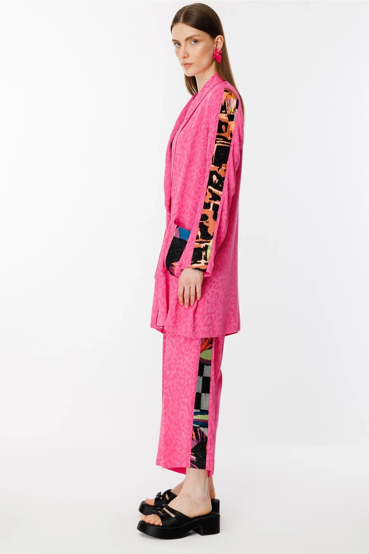 Ghisa Jakar Kumaş Leopar Desenli Pembe Takım 25YGSTKM3068