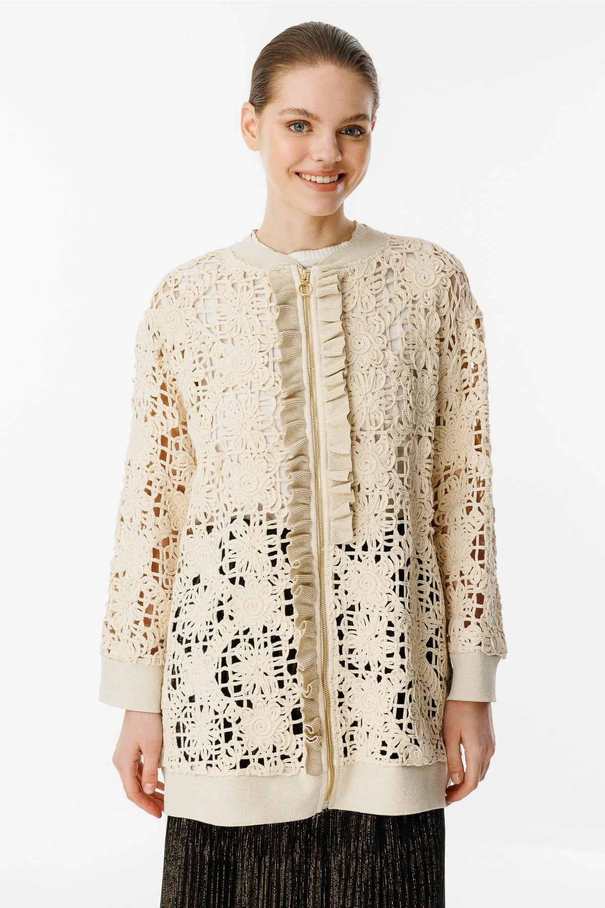 Ghisa Kadın Bej Güpür Ceket 25YGSHRK3075